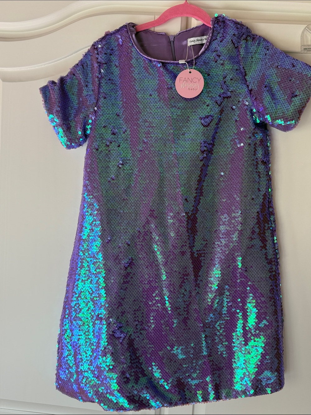 Girls' Iridescent Purple Sequin Dance Dress